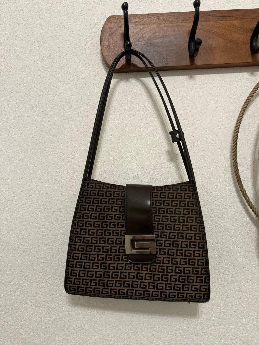 Vintage Y2K GUESS Monogram Jacquard Shoulder Bag